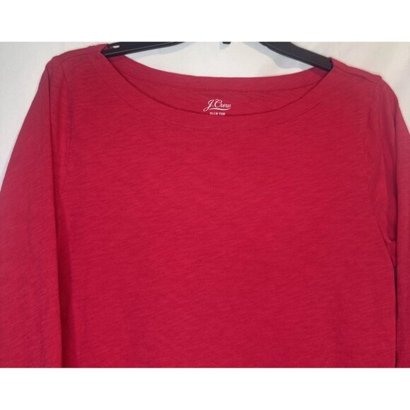 J. Crew Women’s Pink Slub Tee Scoop Neck Pullover 3/4 Sleeve Cotton Top Sz M - Picture 2 of 8